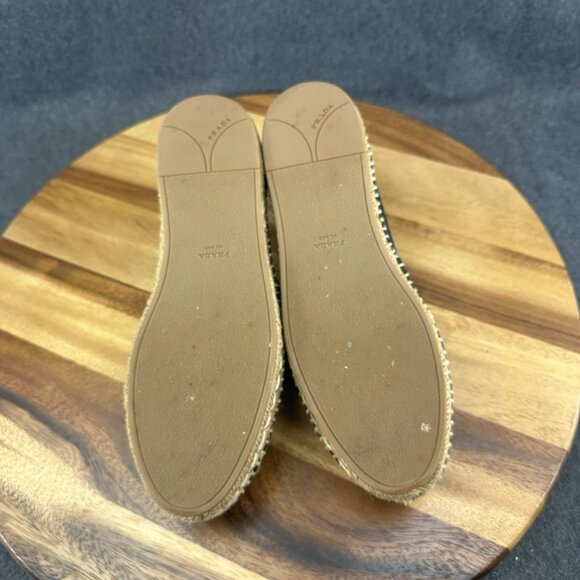 Prada Black Canvas Milano Logo Embroidered Espadrille Slip On Flats Women’s 7.5 - Picture 9 of 12